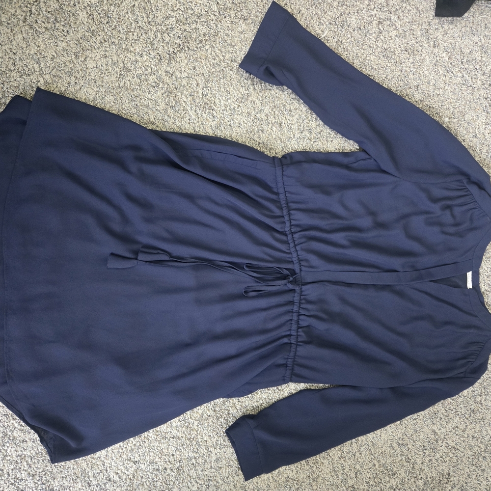 Daniel Rainn Navy Long Sleeve Drawstring Waist Dress